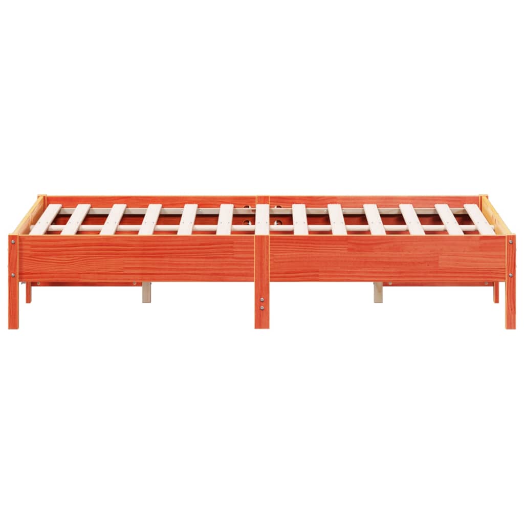 Estrutura de cama 120x190 cm madeira pinho maciça castanho cera