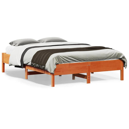 Estrutura de cama 120x190 cm madeira pinho maciça castanho cera