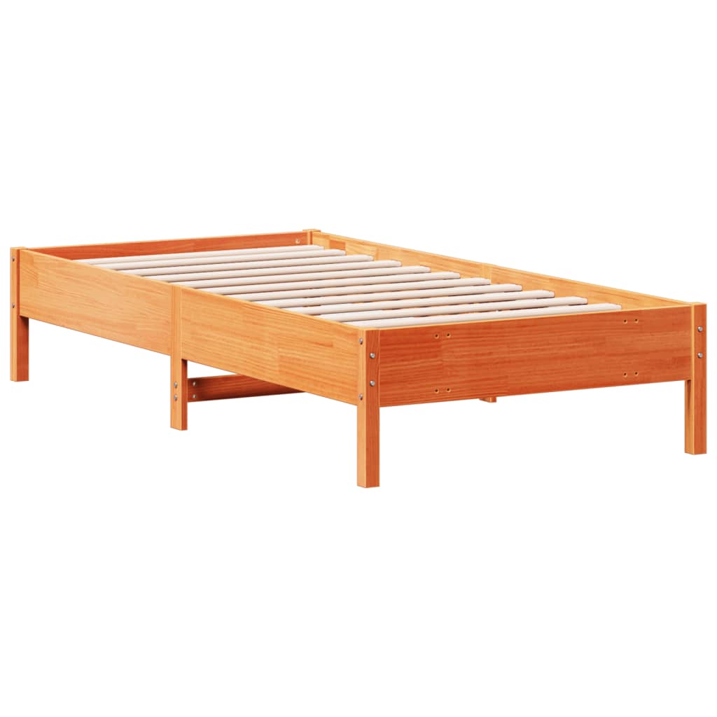 Estrutura de cama 90x190 cm madeira pinho maciça castanho cera