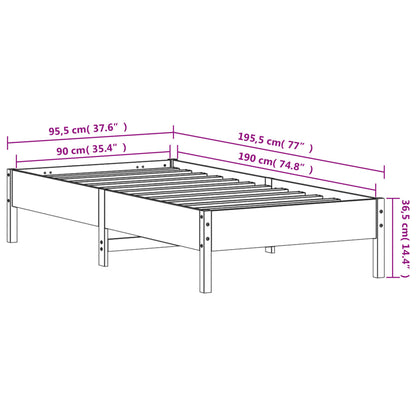 Estrutura de cama 90x190 cm madeira pinho maciça castanho cera