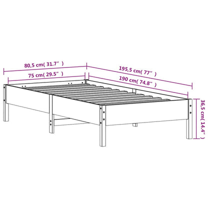 Estrutura de cama 75x190 cm madeira de pinho maciça