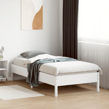 Estrutura de cama 75x190 cm madeira de pinho maciça branco