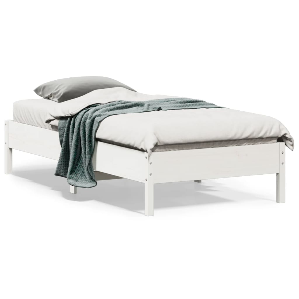 Estrutura de cama 75x190 cm madeira de pinho maciça branco