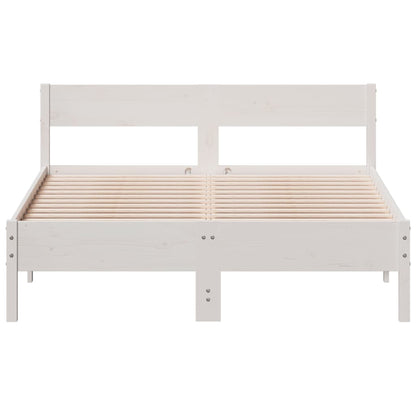 Estrutura de cama com cabeceira 160x200 cm pinho maciço branco