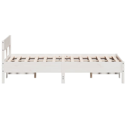 Estrutura de cama com cabeceira 160x200 cm pinho maciço branco