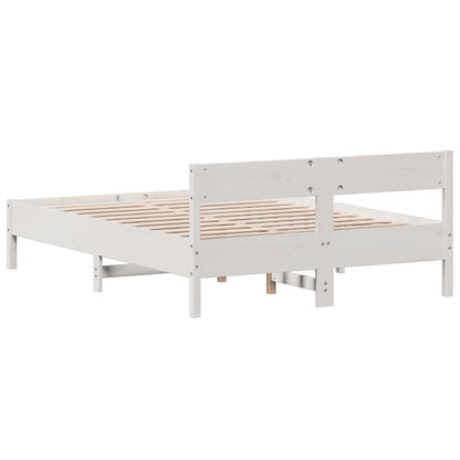 Estrutura de cama com cabeceira 160x200 cm pinho maciço branco