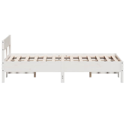 Estrutura de cama com cabeceira 140x200 cm pinho maciço branco