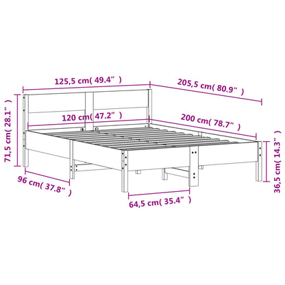 Estrutura de cama com cabeceira 120x200 cm pinho maciço