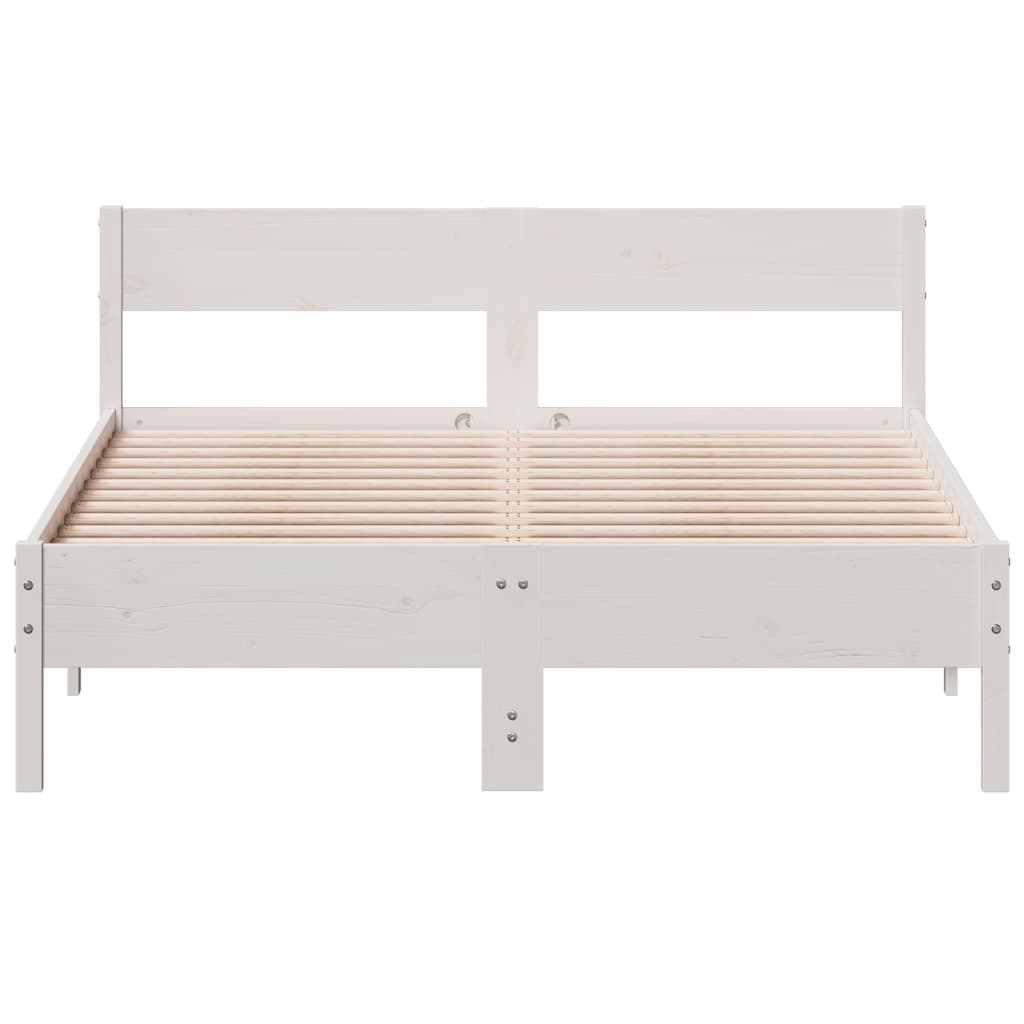 Estrutura de cama com cabeceira 120x200 cm pinho maciço branco