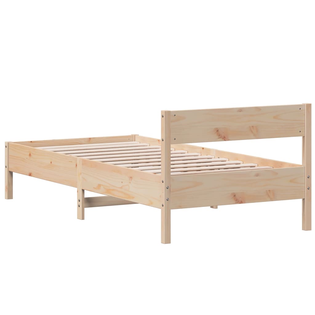 Estrutura de cama com cabeceira 100x200cm pinho maciço