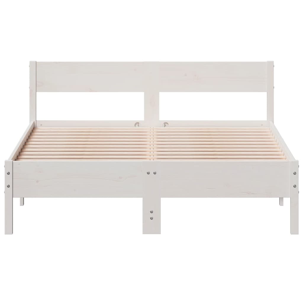 Estrutura cama c/ cabeceira 135x190 cm pinho maciço branco