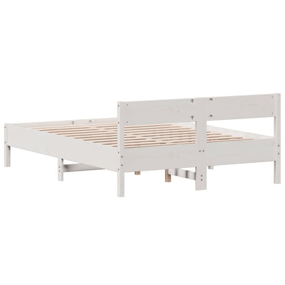 Estrutura cama c/ cabeceira 135x190 cm pinho maciço branco