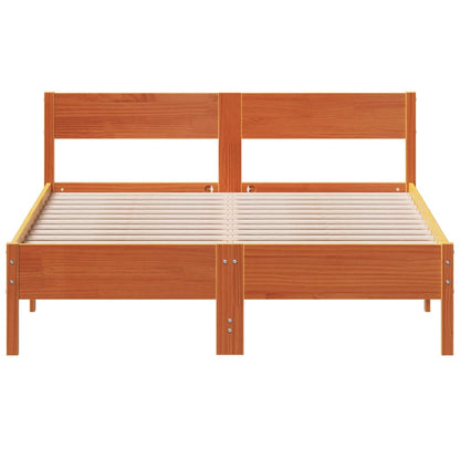 Estrutura cama c/ cabeceira 135x190cm pinho maciço castanho-mel