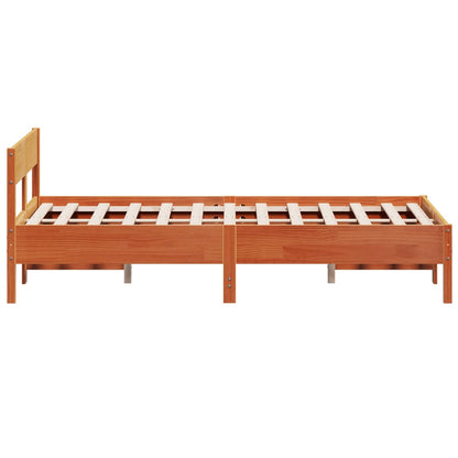 Estrutura cama c/ cabeceira 135x190cm pinho maciço castanho-mel