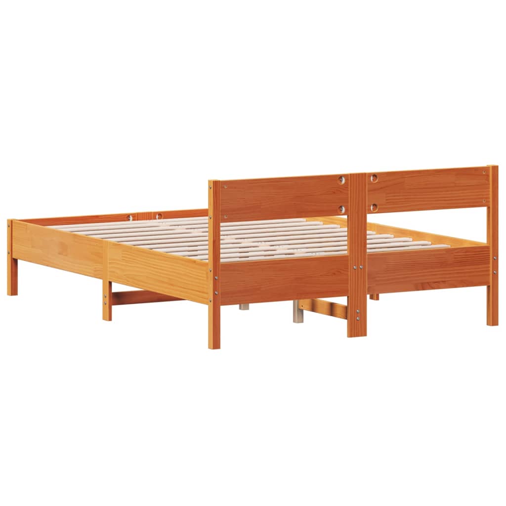 Estrutura cama c/ cabeceira 120x190cm pinho maciço castanho-mel