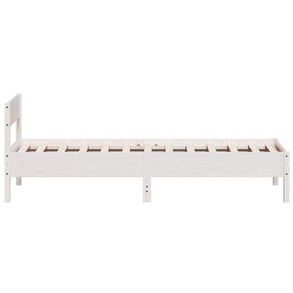 Estrutura de cama com cabeceira 90x190 cm pinho maciço branco