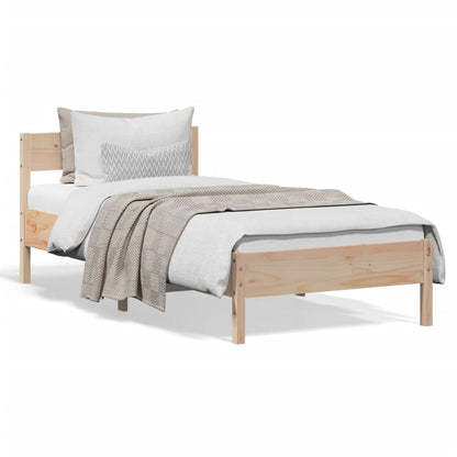 Estrutura de cama com cabeceira 75x190 cm pinho maciço