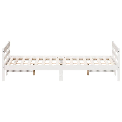 Estrutura de cama com cabeceira 140x200 cm pinho maciço branco