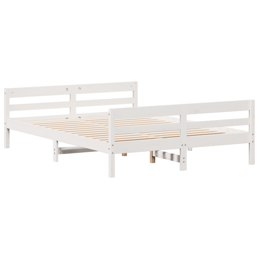 Estrutura de cama com cabeceira 140x200 cm pinho maciço branco