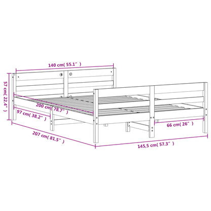 Estrutura de cama com cabeceira 140x200 cm pinho maciço branco