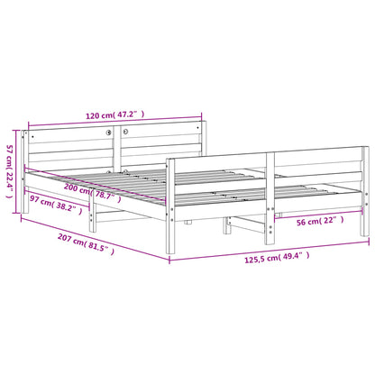 Estrutura de cama com cabeceira 120x200 cm pinho maciço