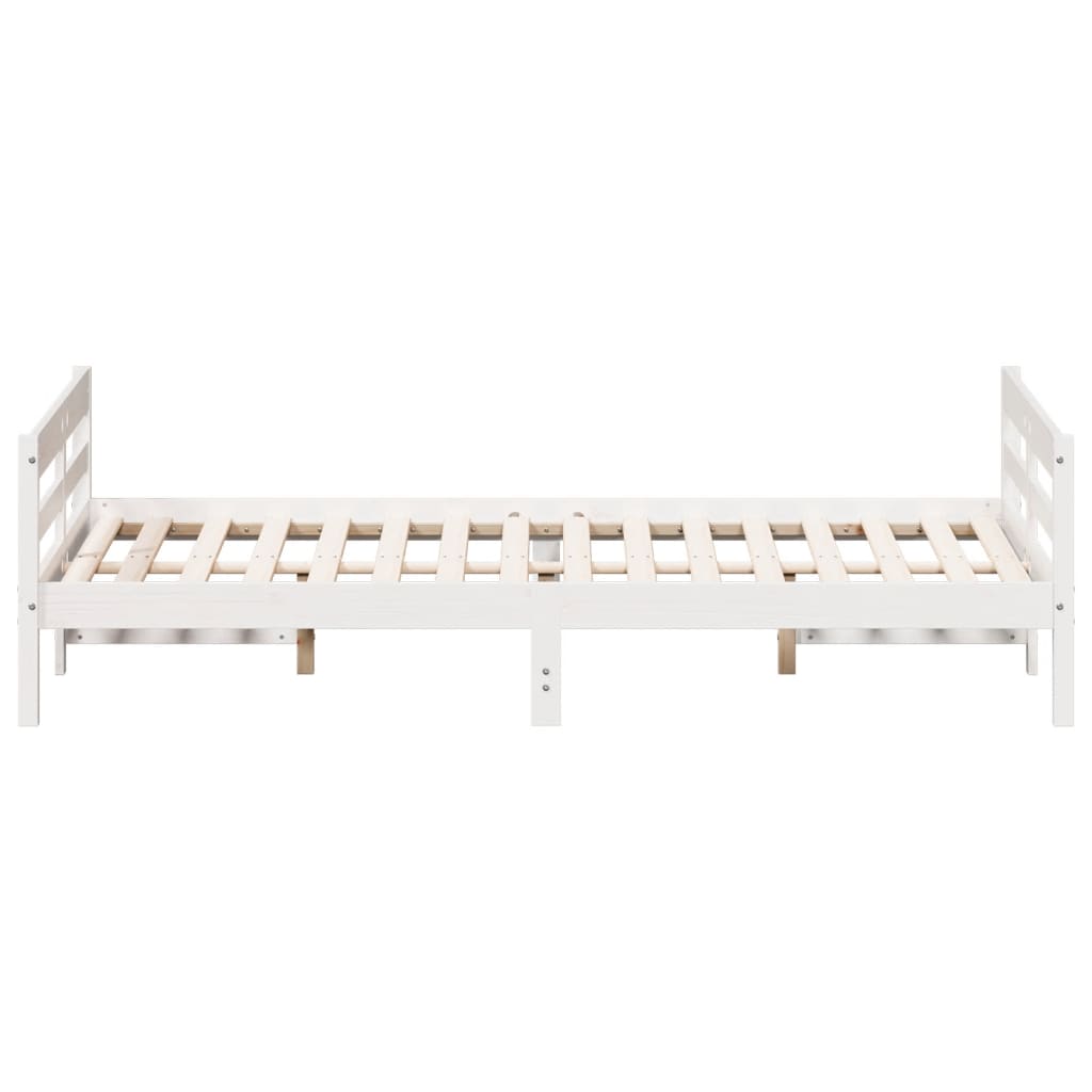 Estrutura de cama com cabeceira 120x200 cm pinho maciço branco