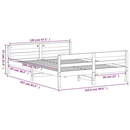 Estrutura de cama com cabeceira 120x200 cm pinho maciço branco