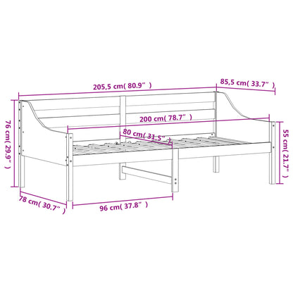 Sofá-cama 80x200 cm madeira de pinho maciça castanho cera