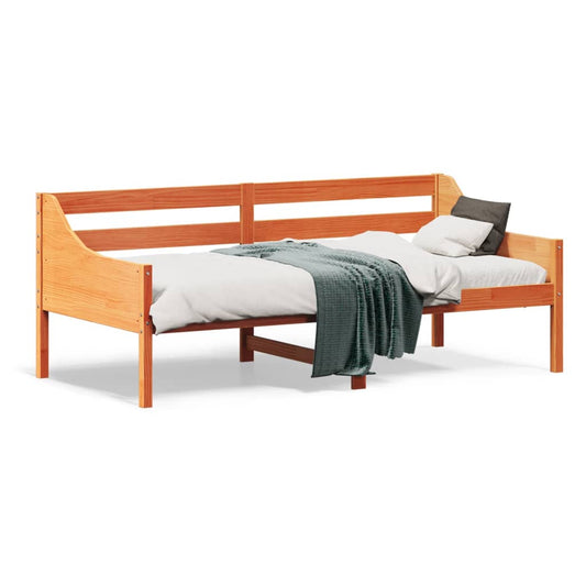 Sofá-cama 90x190 cm madeira de pinho maciça castanho cera