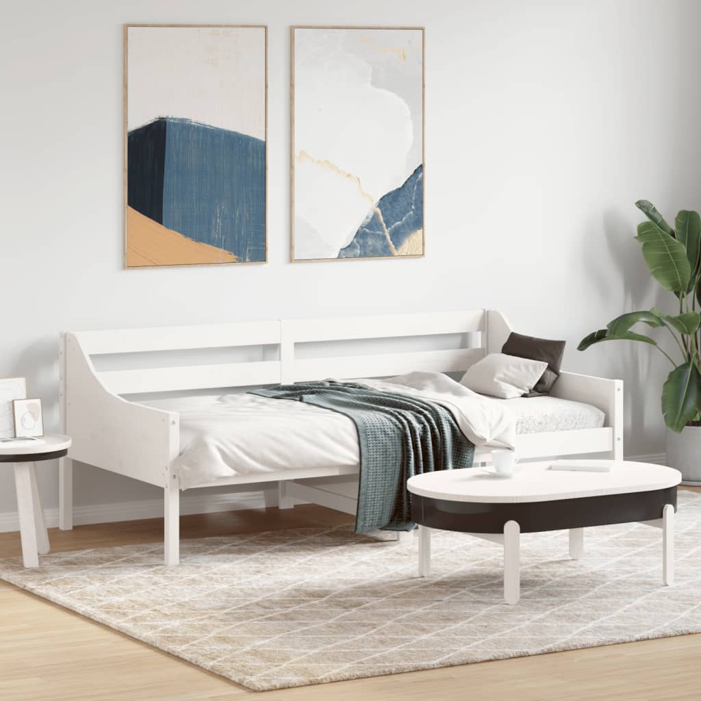 Sofá-cama 75x190 cm madeira de pinho maciça branco