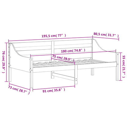 Sofá-cama 75x190 cm madeira de pinho maciça branco