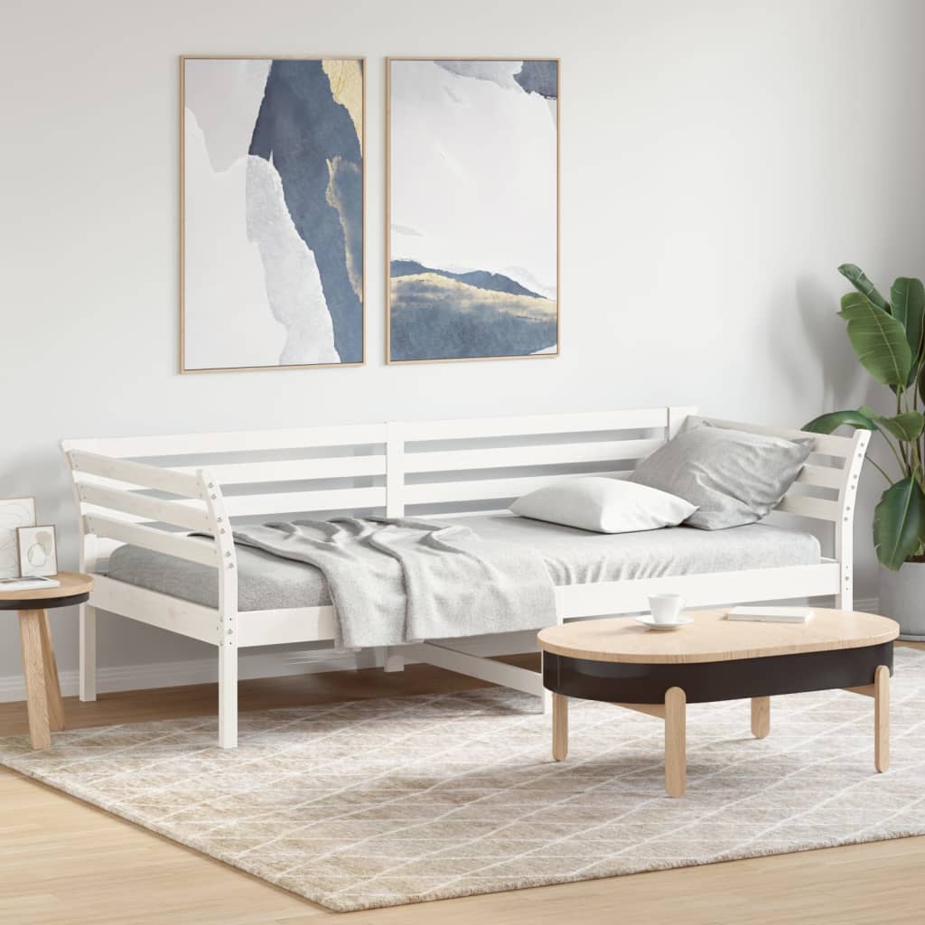 Sofá-cama 90 x 200 cm madeira de pinho maciça branco