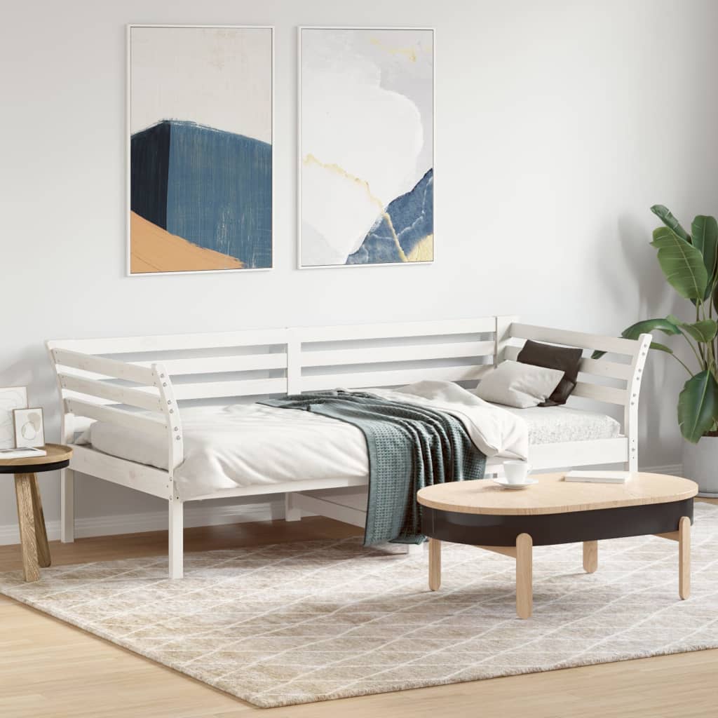 Sofá-cama 90x190 cm madeira de pinho maciça branco