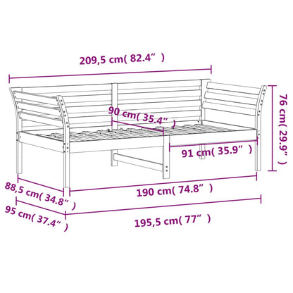 Sofá-cama 90x190 cm madeira de pinho maciça branco