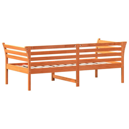 Sofá-cama 90x190 cm madeira de pinho maciça castanho cera