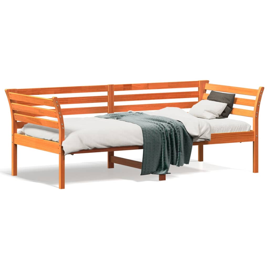 Sofá-cama 90x190 cm madeira de pinho maciça castanho cera