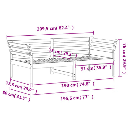 Sofá-cama 75x190 cm madeira de pinho maciça castanho cera