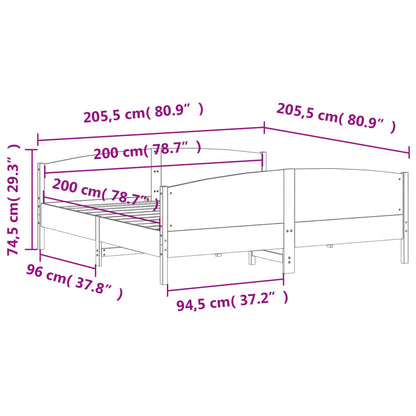 Estrutura de cama com cabeceira 200x200 cm pinho maciço