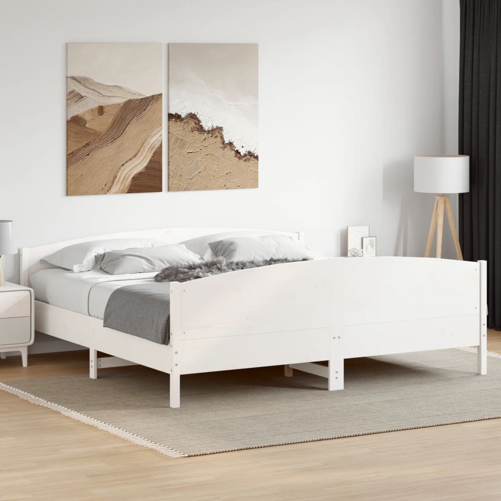 Estrutura de cama com cabeceira 180x200cm pinho maciço branco