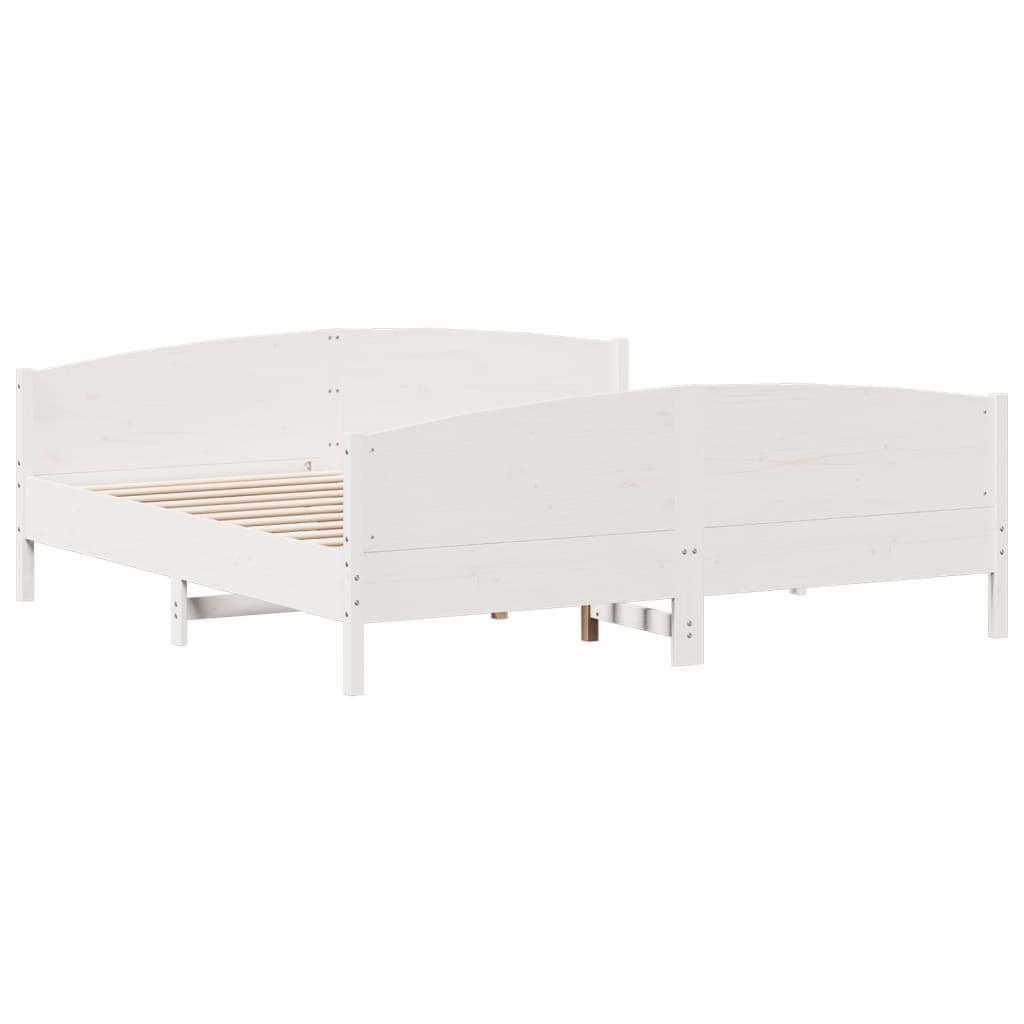 Estrutura de cama com cabeceira 180x200cm pinho maciço branco