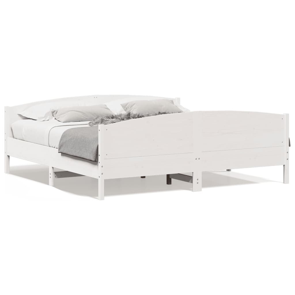 Estrutura de cama com cabeceira 180x200cm pinho maciço branco