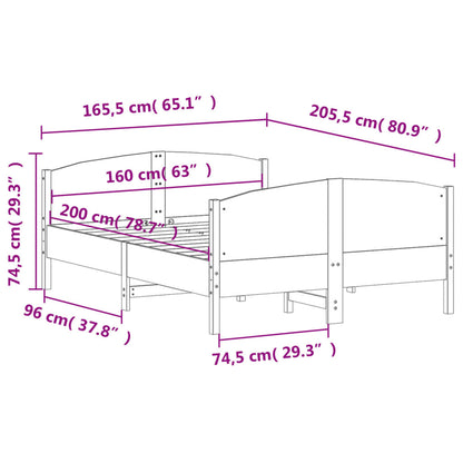 Estrutura de cama com cabeceira 160x200 cm pinho maciço