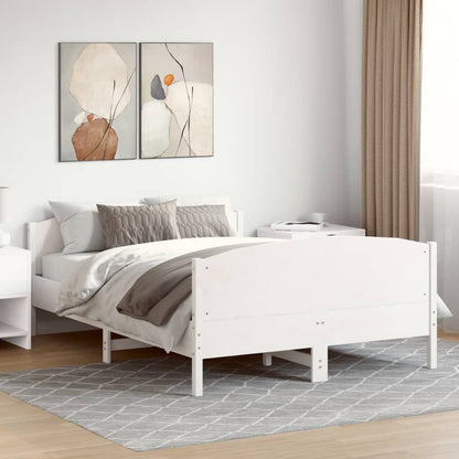 Estrutura de cama com cabeceira 160x200 cm pinho maciço branco