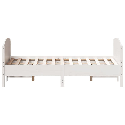 Estrutura de cama com cabeceira 160x200 cm pinho maciço branco