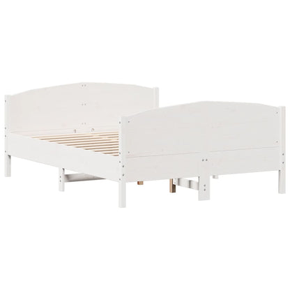 Estrutura de cama com cabeceira 160x200 cm pinho maciço branco