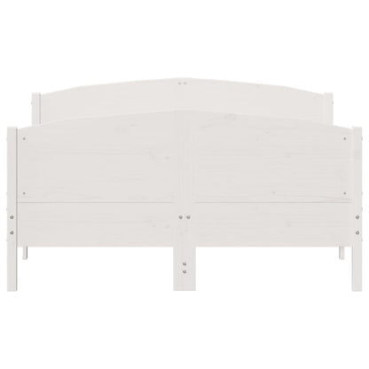 Estrutura de cama com cabeceira 140x200 cm pinho maciço branco