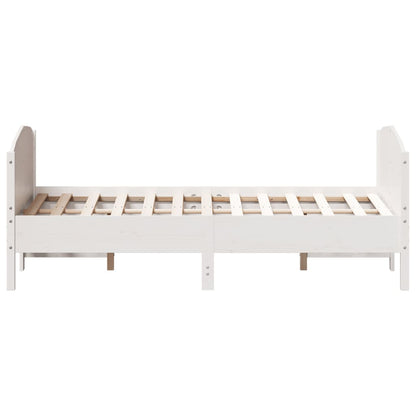 Estrutura de cama com cabeceira 140x200 cm pinho maciço branco