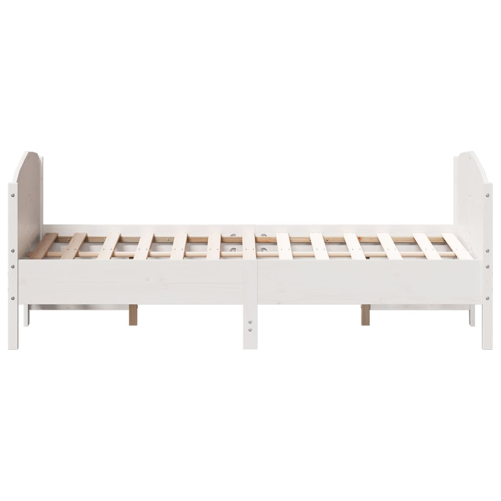 Estrutura de cama com cabeceira 120x200 cm pinho maciço branco