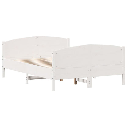 Estrutura cama c/ cabeceira 140x190 cm pinho maciço branco