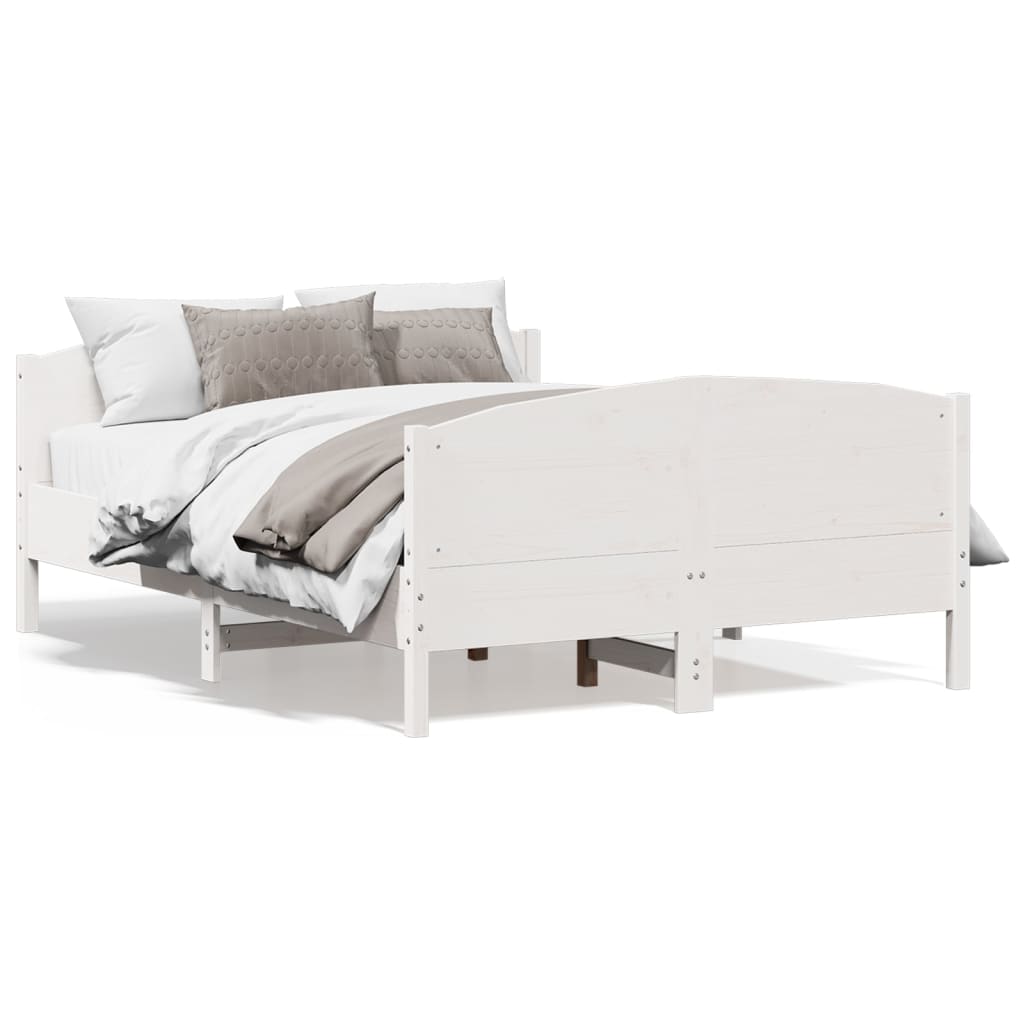 Estrutura cama c/ cabeceira 140x190 cm pinho maciço branco